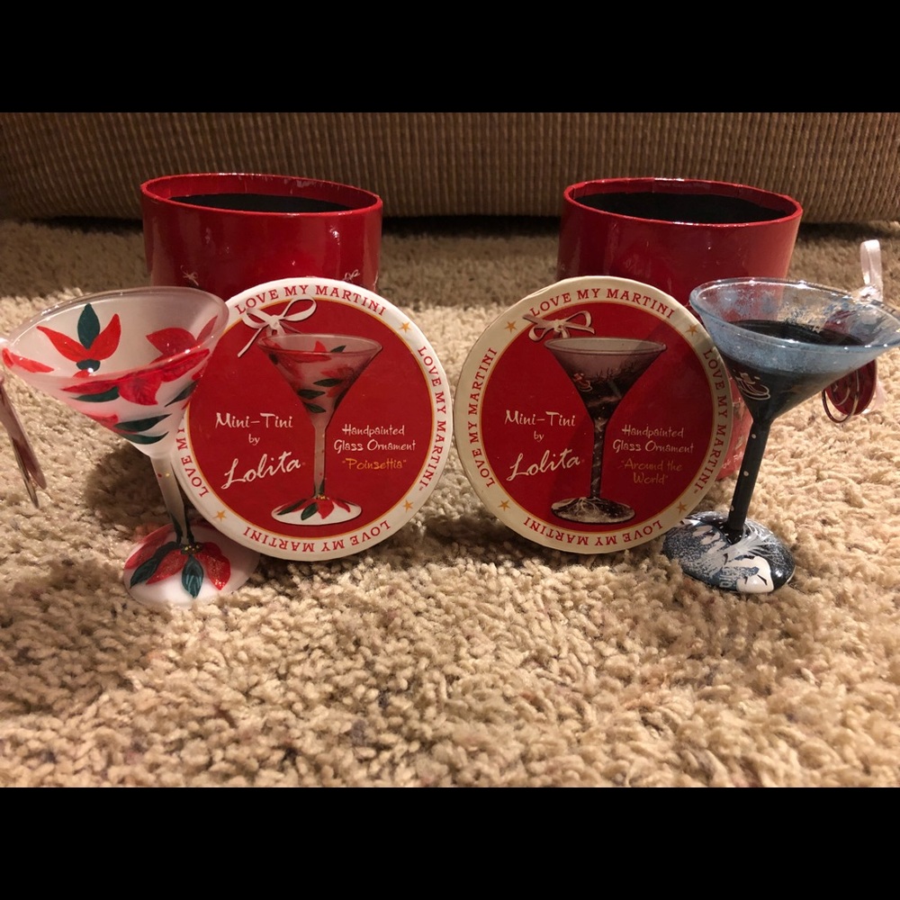 Christmas Holiday Martini Glass Ornaments